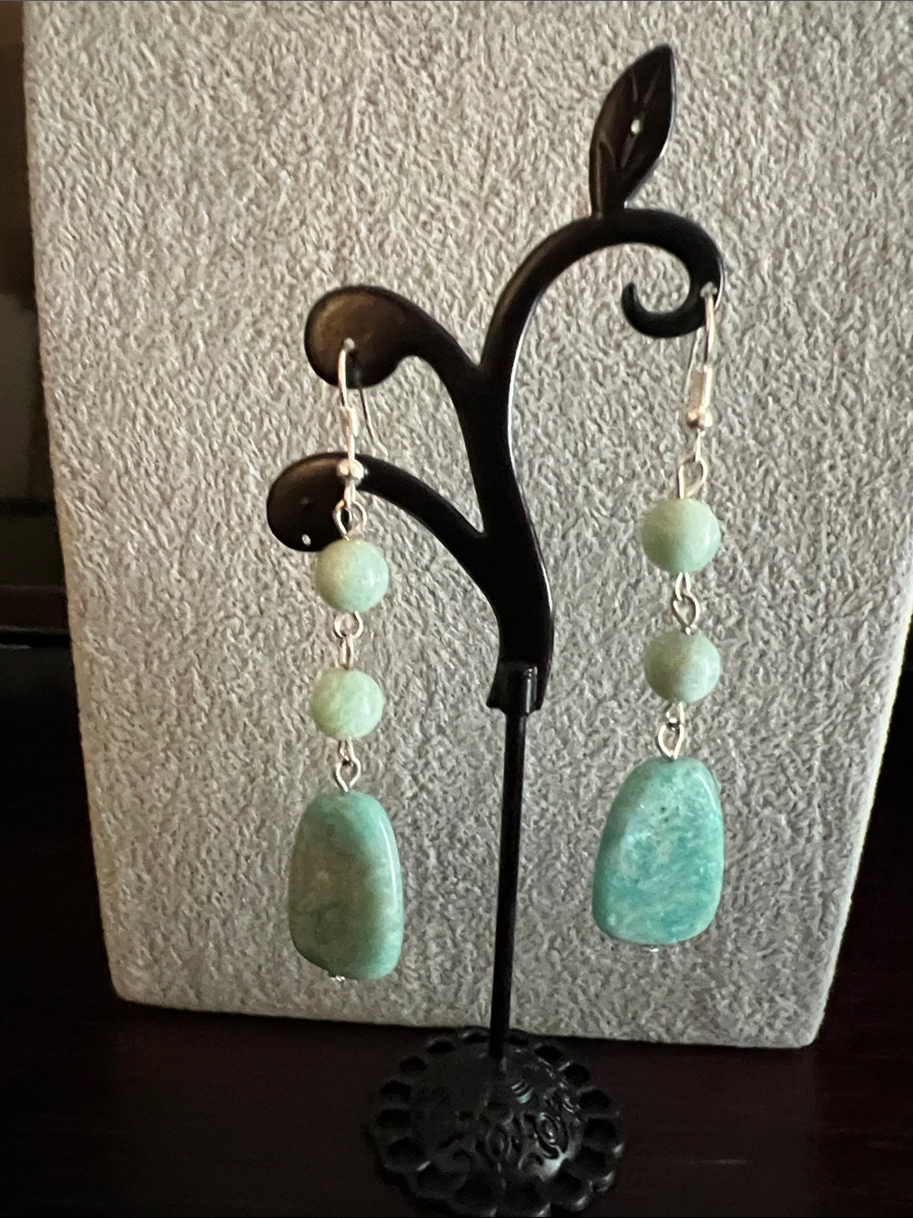 POL Teal-Green Beaded Drop Earrings